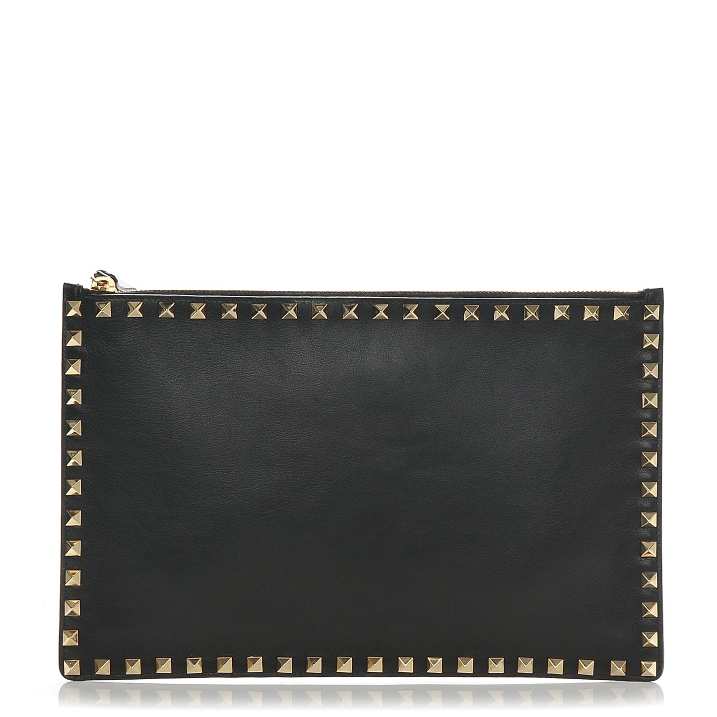 Vitello Large Rockstud Zip Pouch Black