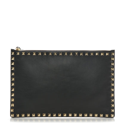Valentino Garavani Vitello Large Rockstud Zip Pouch Black 1 of 7