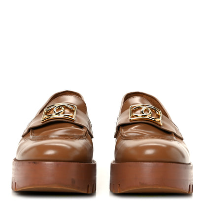 Chanel Calfskin Metal CC Loafers 40 Brown 3 of 8