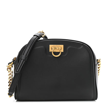 Salvatore Ferragamo Calfskin Trifolio Camera Crossbody Bag Black 1 of 9