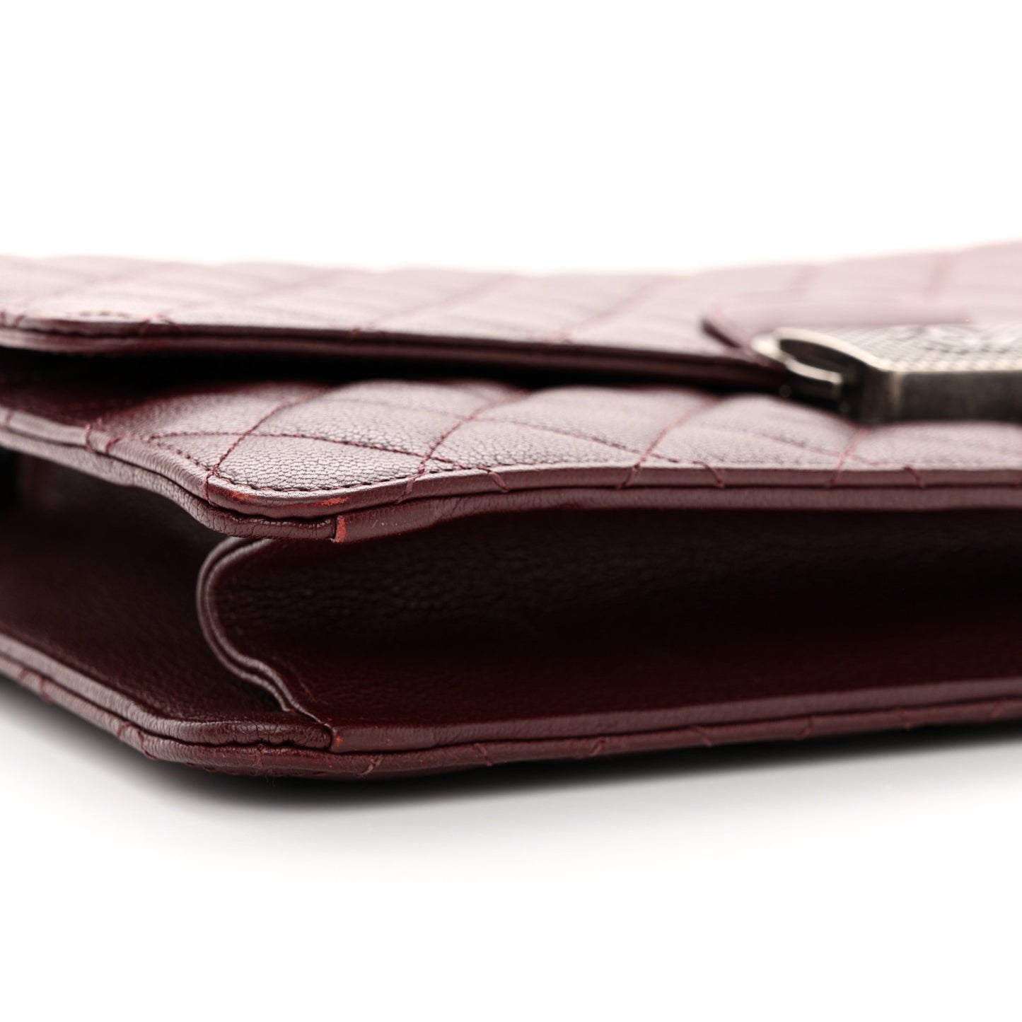 Goatskin Quilted Large CC University Top Handle Flap Burgundy