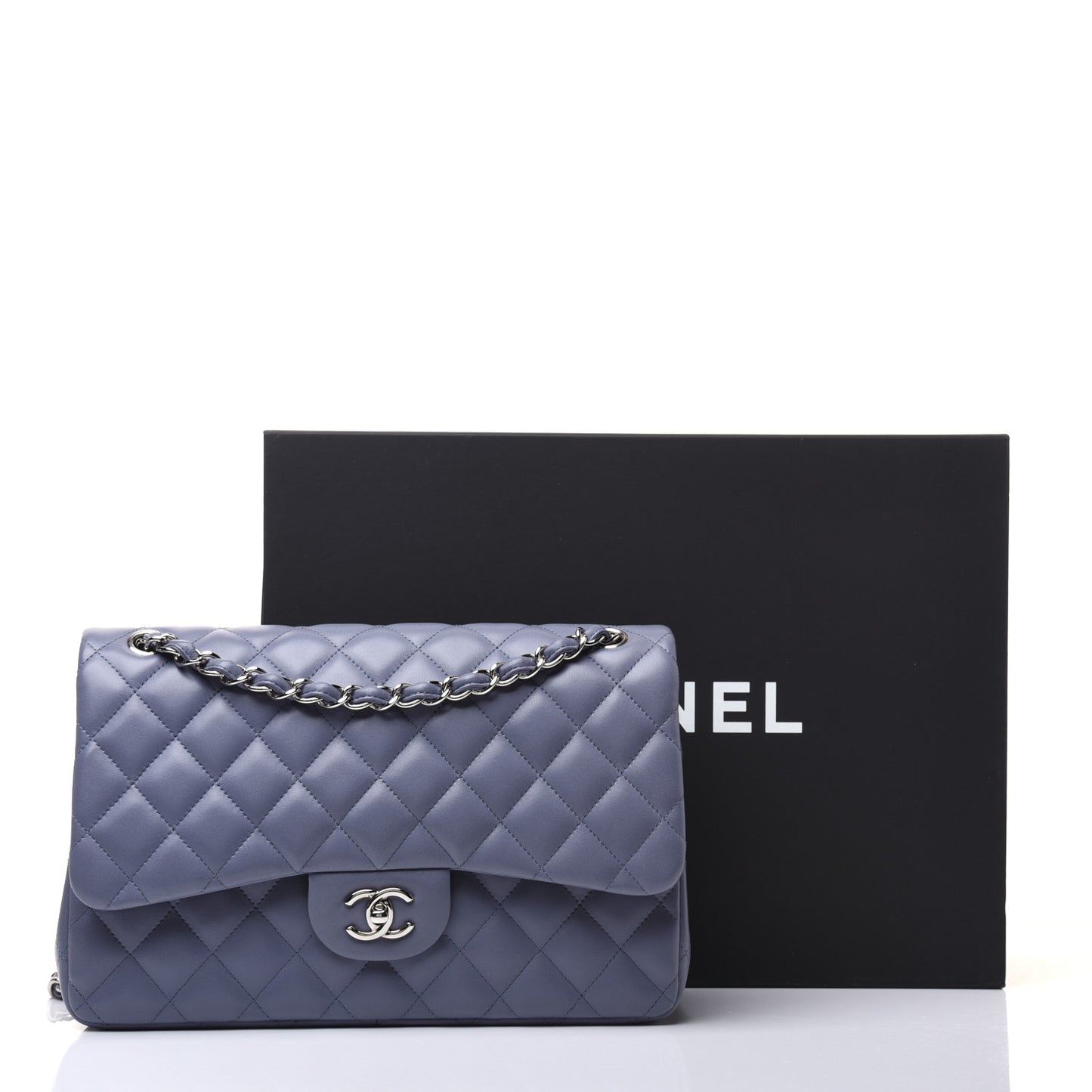 Lambskin Quilted Jumbo Double Flap Light Purple