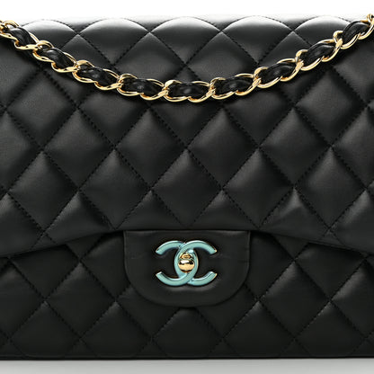 Chanel Lambskin Quilted Jumbo Double Flap Black 8 of 19