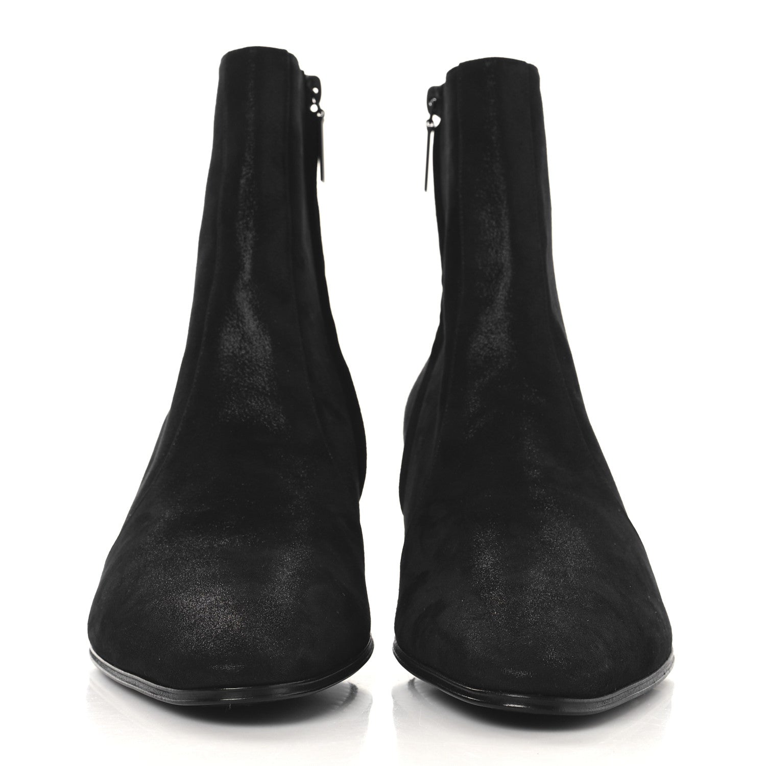 Saint Laurent Vassili Metallic Suede 60 Zip Ankle Zip Mens Boots 43 Black 3 of 10