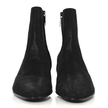Saint Laurent Vassili Metallic Suede 60 Zip Ankle Zip Mens Boots 43 Black 3 of 10