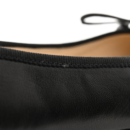 Prada Nappa Vernice Cap Toe Logo Bow Ballerina Flats 35 Black 13 of 14
