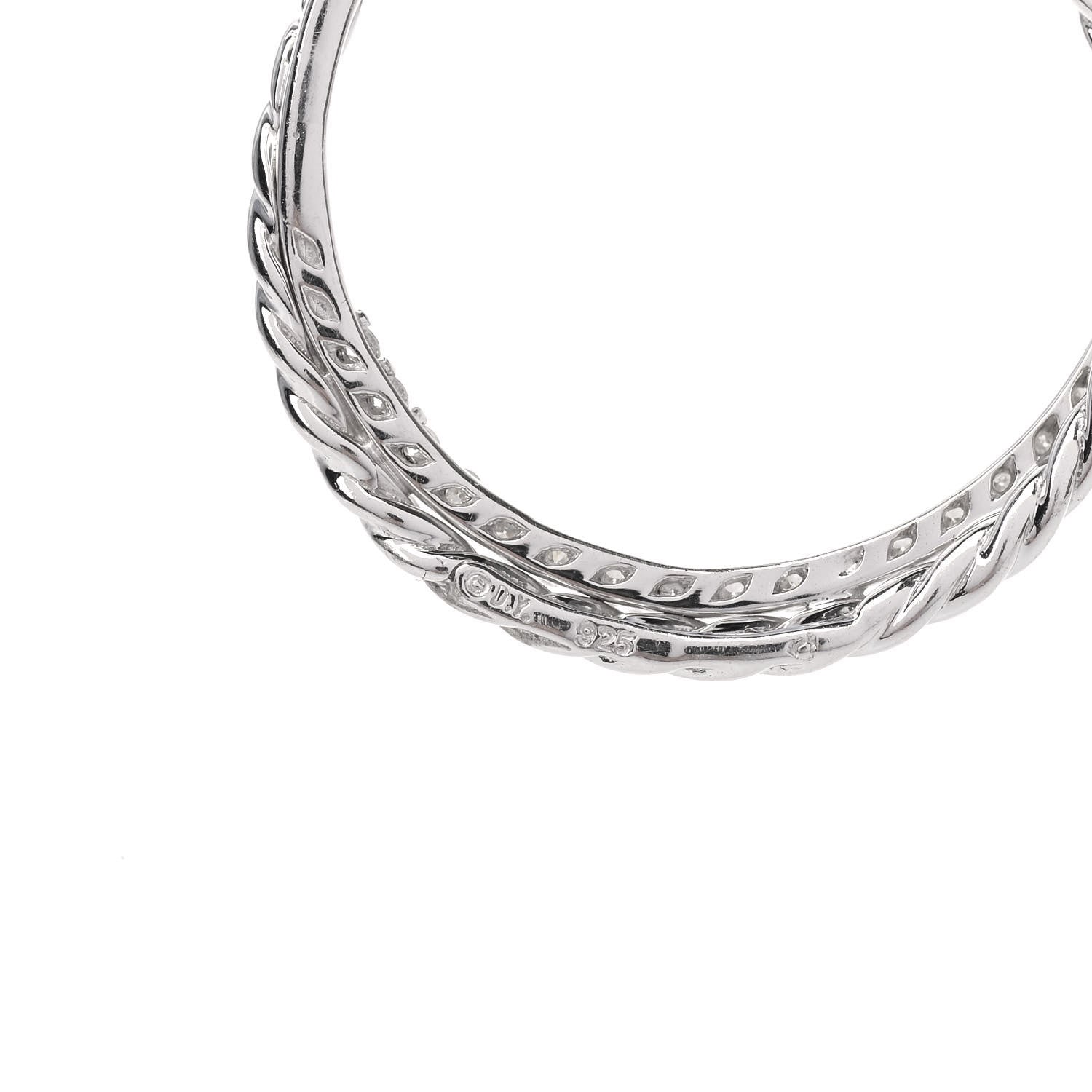 David Yurman Sterling Silver Diamond Crossover Circle Pendant Necklace 5 of 5