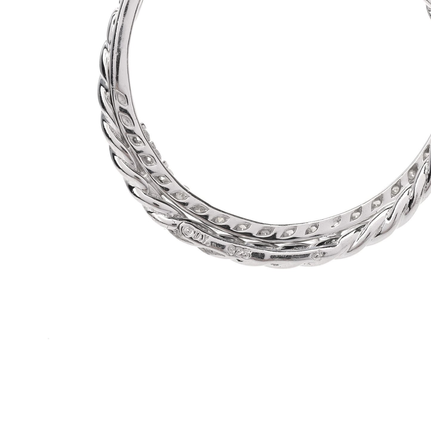 Sterling Silver Diamond Crossover Circle Pendant Necklace