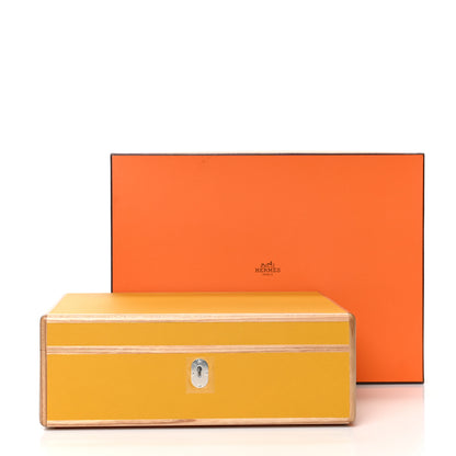 Hermes Elm Wood Evercolor Amalthee Watch Jewelry Box GM Jaune Ambre 9 of 9