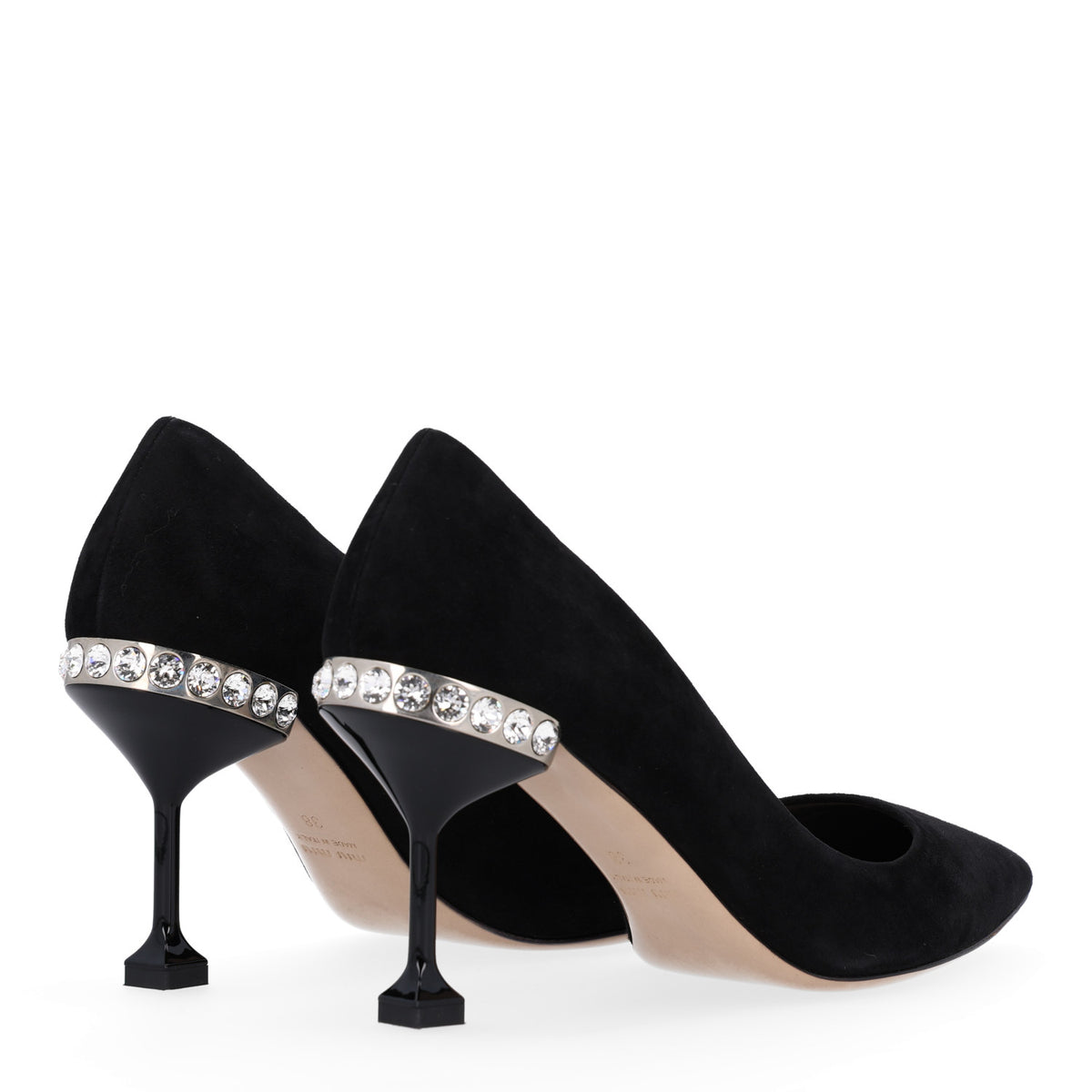 Miu Miu Suede Crystal Pumps 37 Black 5 of 9