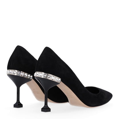 Miu Miu Suede Crystal Pumps 37 Black 5 of 9