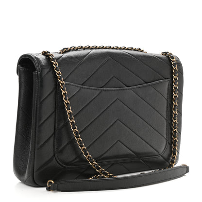 Chanel Lambskin Chevron Quilted Medium Envelope Flap Black 4 of 13