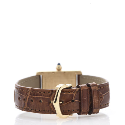 Cartier 18K Yellow Gold Alligator 22mm Tank Louis Quartz Watch Brown 4 of 8