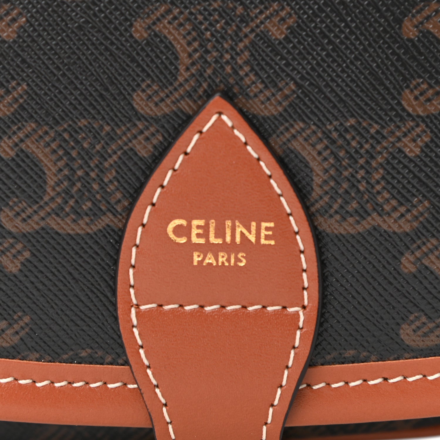 Celine Triomphe Canvas Medium Folco Bag Tan 6 of 9