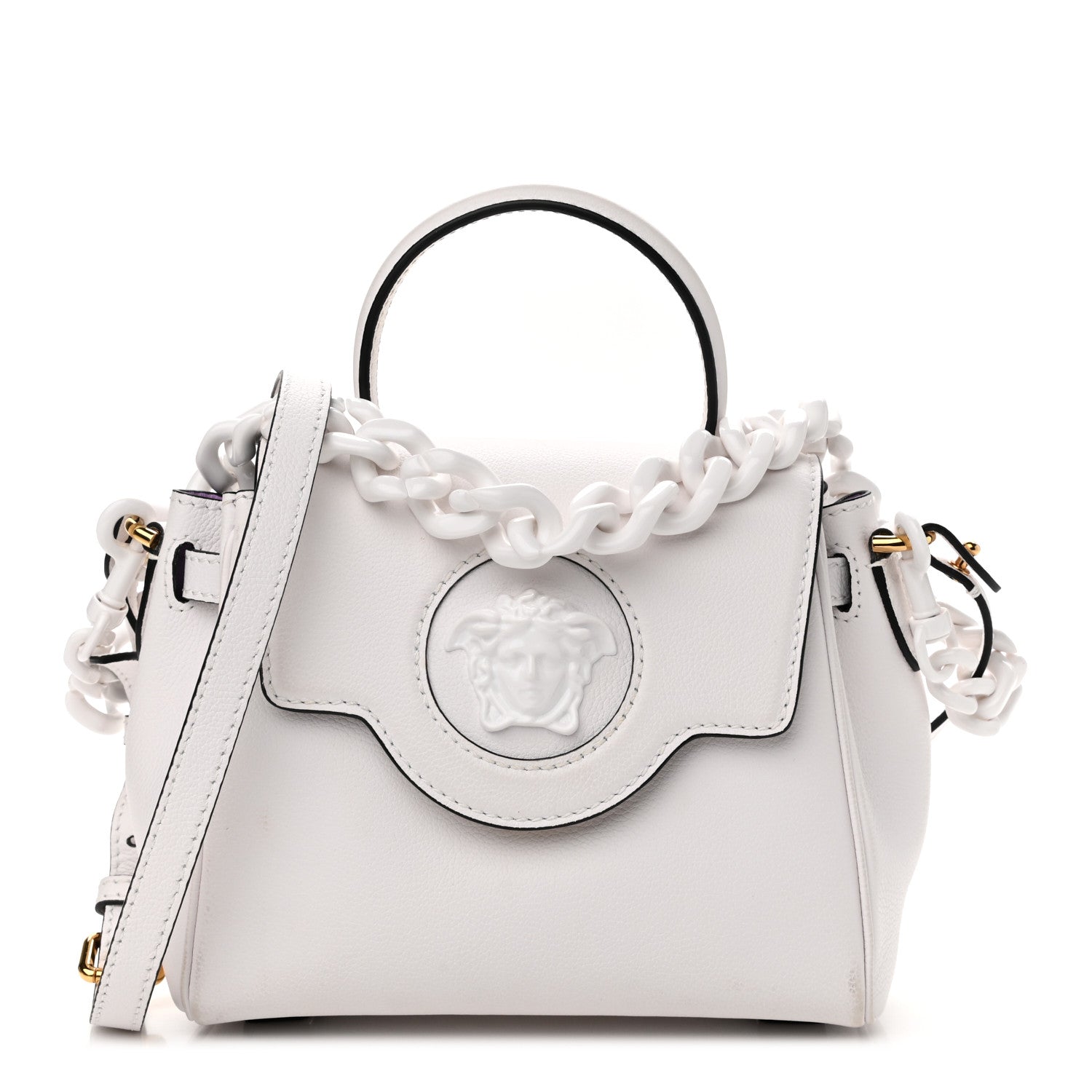 Versace Grained Calfskin Small La Medusa Top Handle Bag White 1 of 15