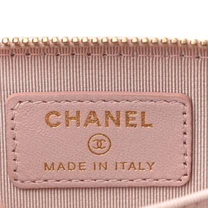 Chanel Calfskin Chevron Quilted Zip Around Coin Purse Light Pink 6 of 9