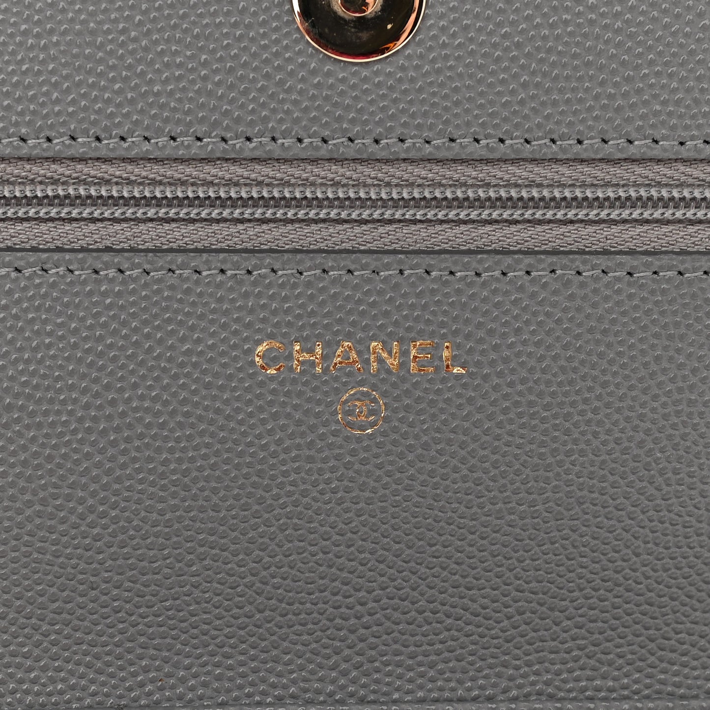 Caviar Quilted Wallet On Chain WOC Dark Grey