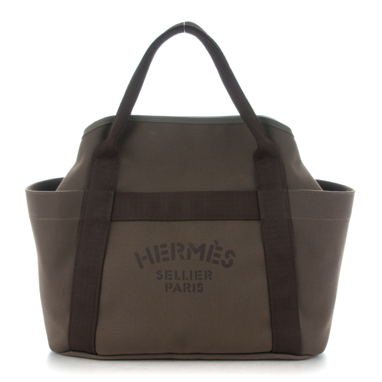 Hermes Toile Sac De Pansage Groom Kaki Feu 1 of 8