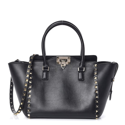 Valentino Garavani Vitello Small Rockstud Double Handle Tote Black 1 of 8