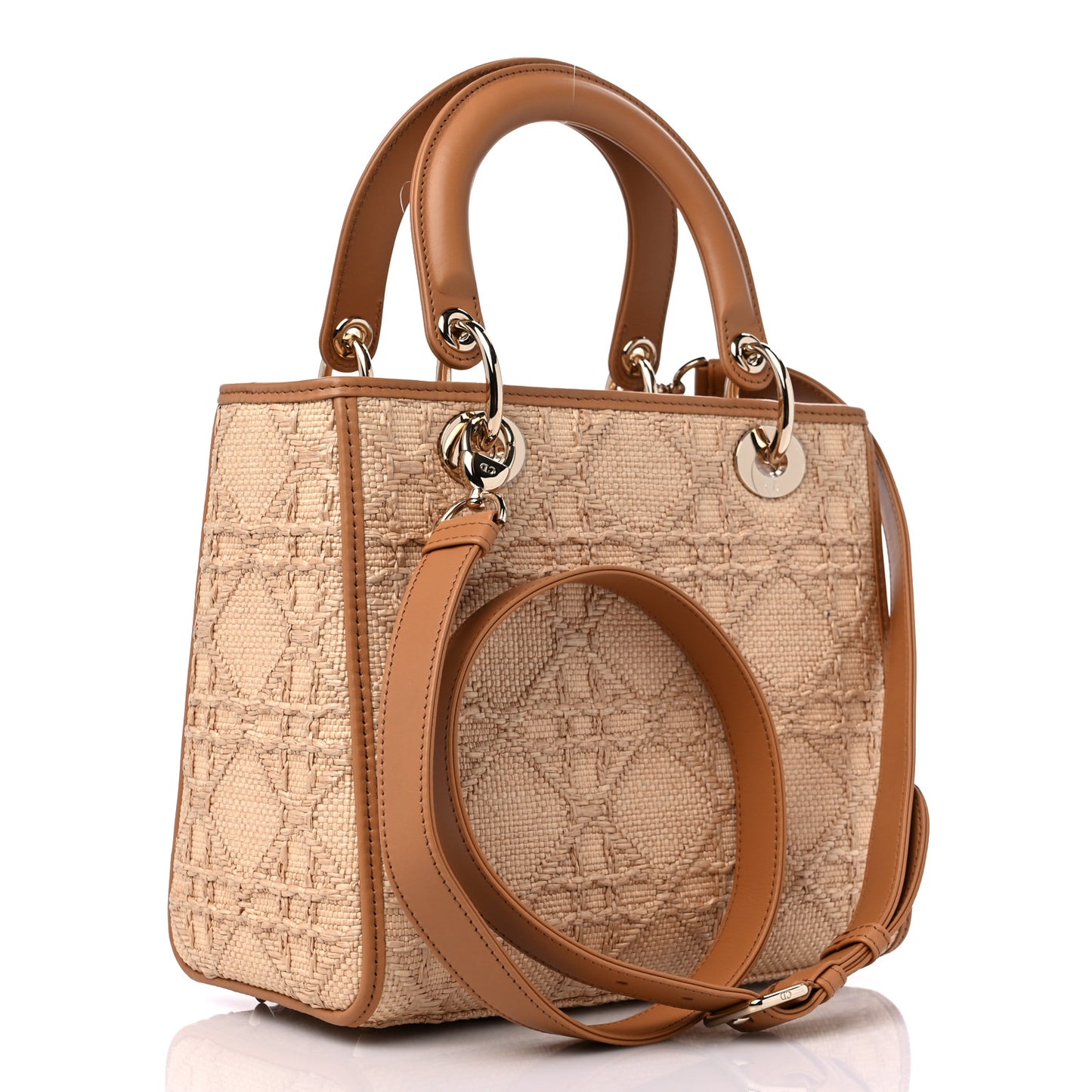 Raffia Medium Lady Dior Bag Beige