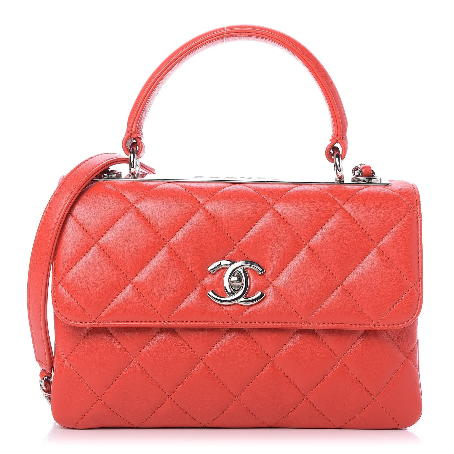 Lambskin Quilted Small Trendy CC Flap Dual Handle Bag Red
