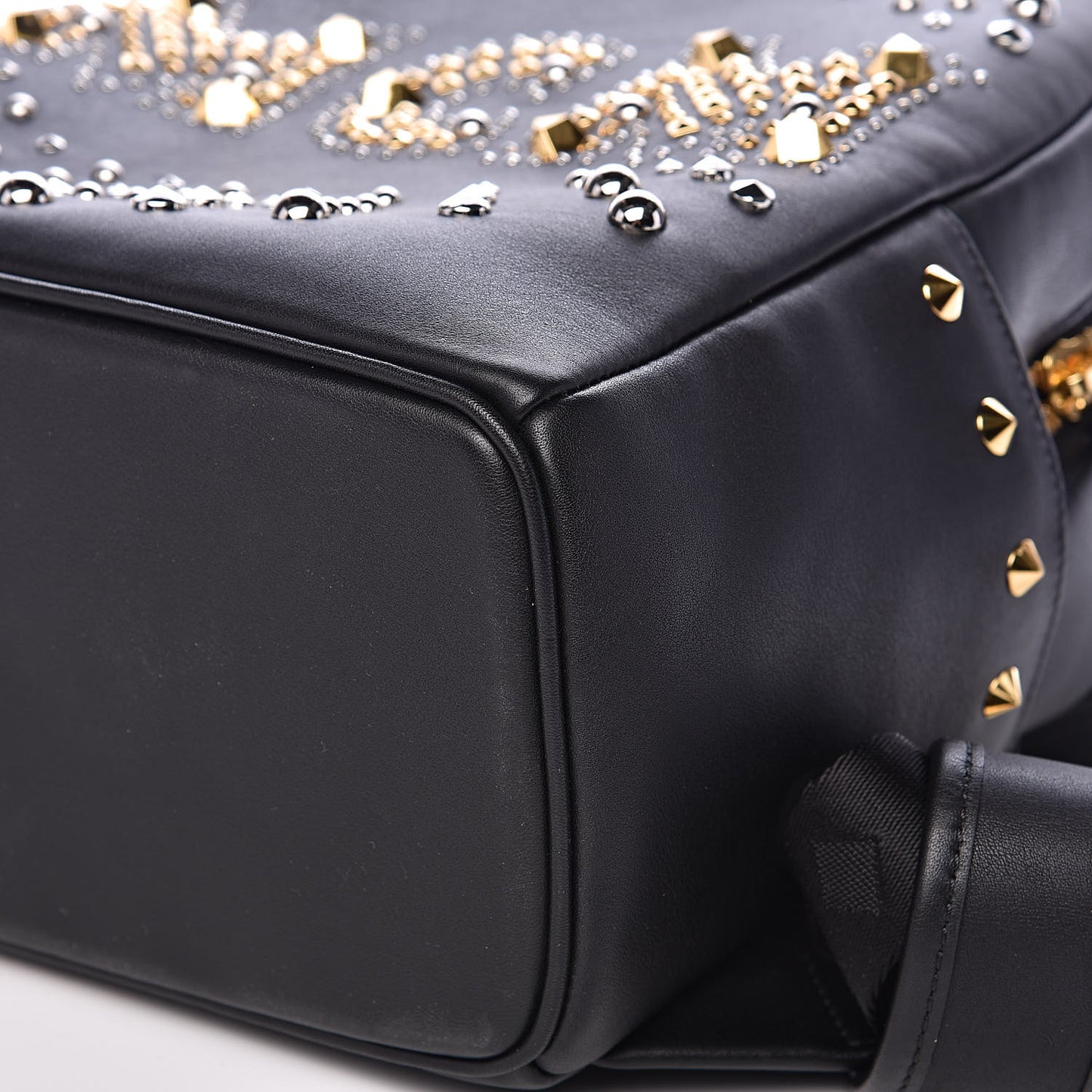 Smooth Calfskin Radial Studded Small Stark Backpack Black