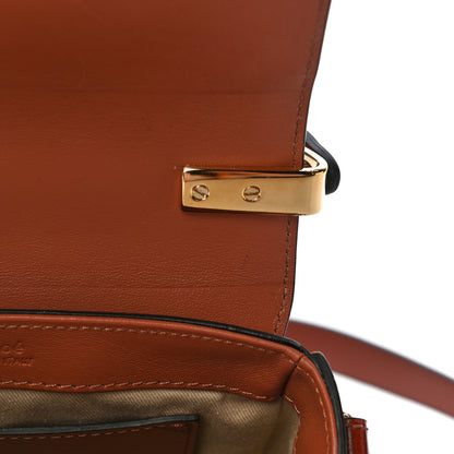 Chloe Calfskin Crocodile Embossed Mini C Double Carry Chestnut Brown 12 of 15