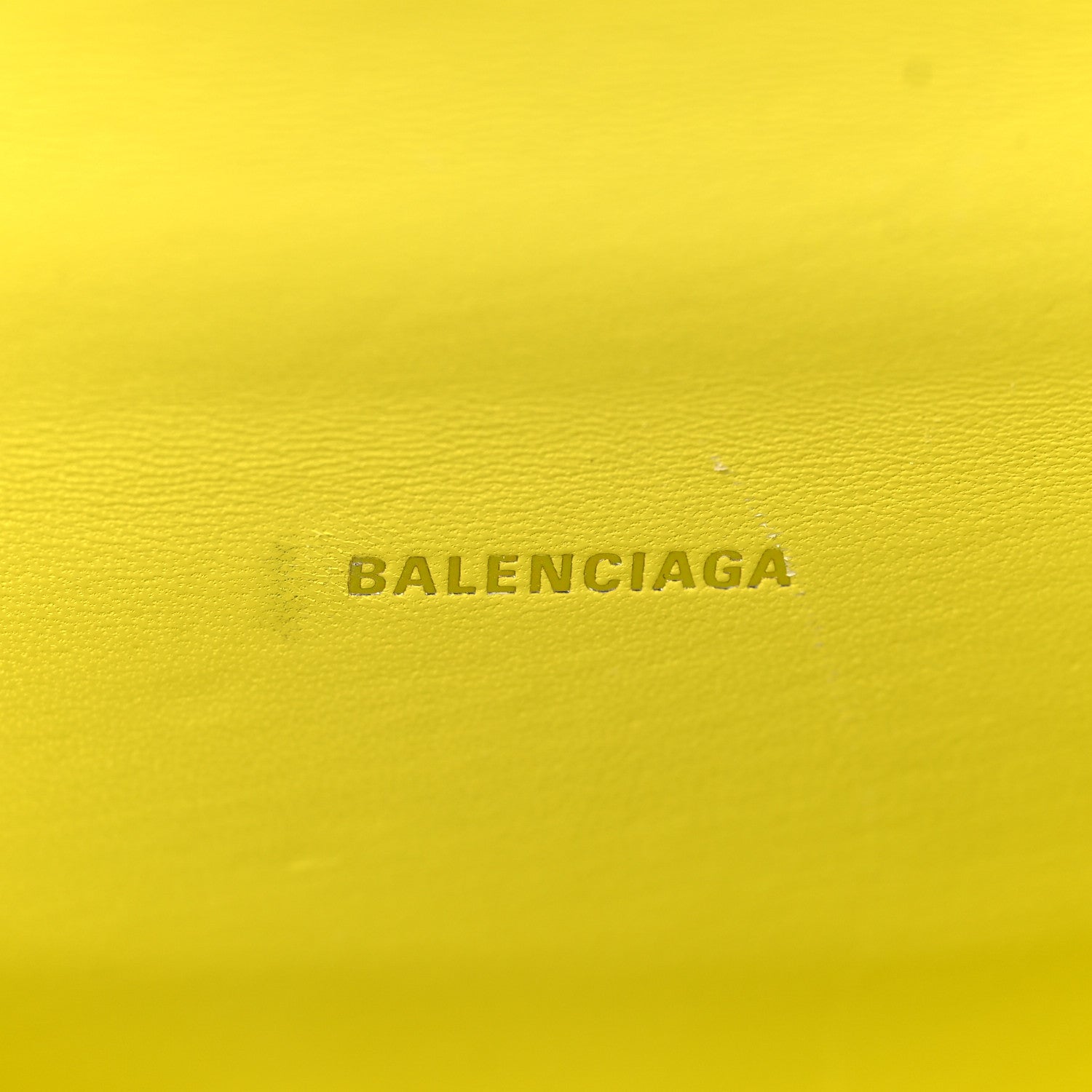 Balenciaga Shiny Calfskin Crocodile Embossed Hourglass Top Handle Bag XS Light Yellow 6 of 10