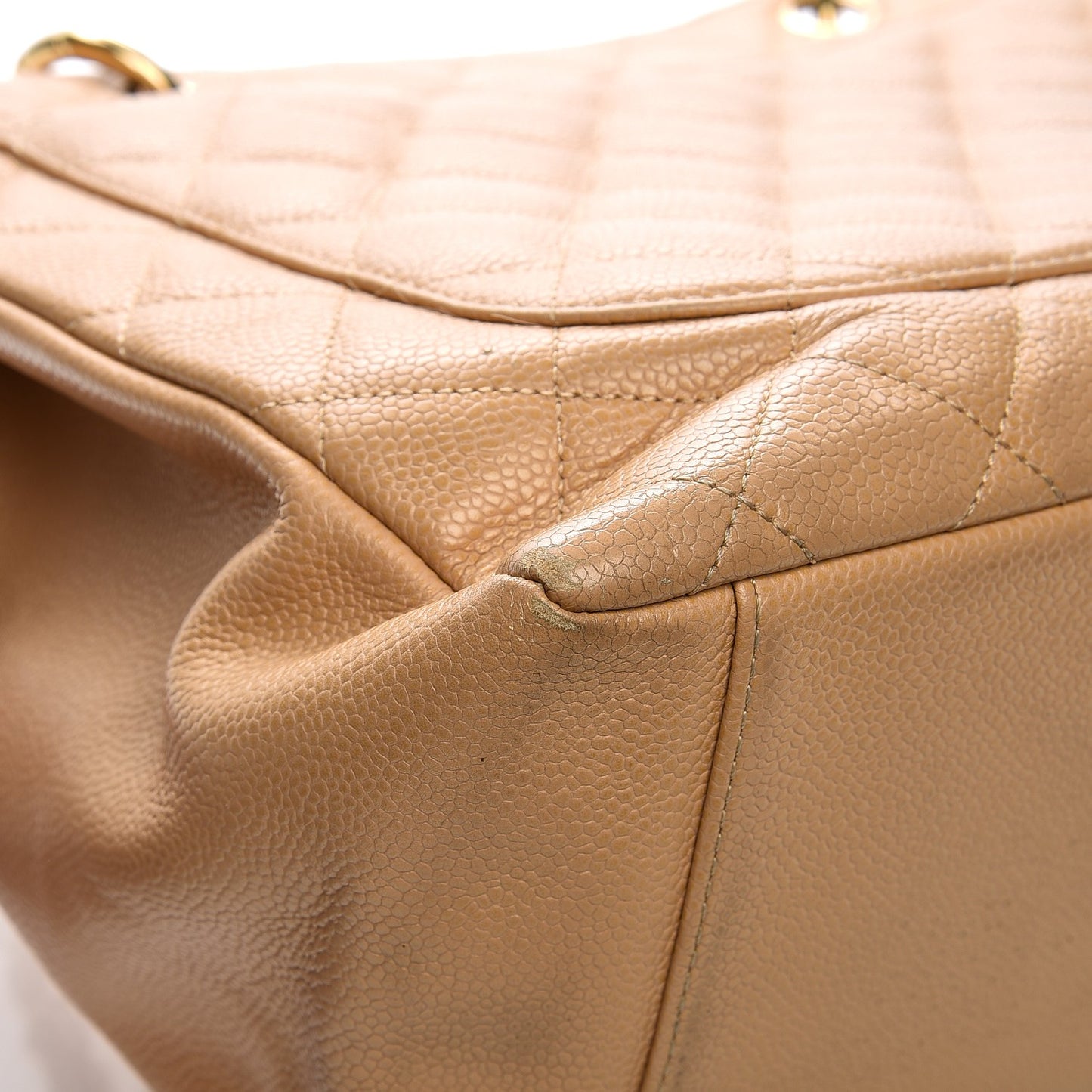 Caviar Quilted Grand Shopping Tote GST Beige