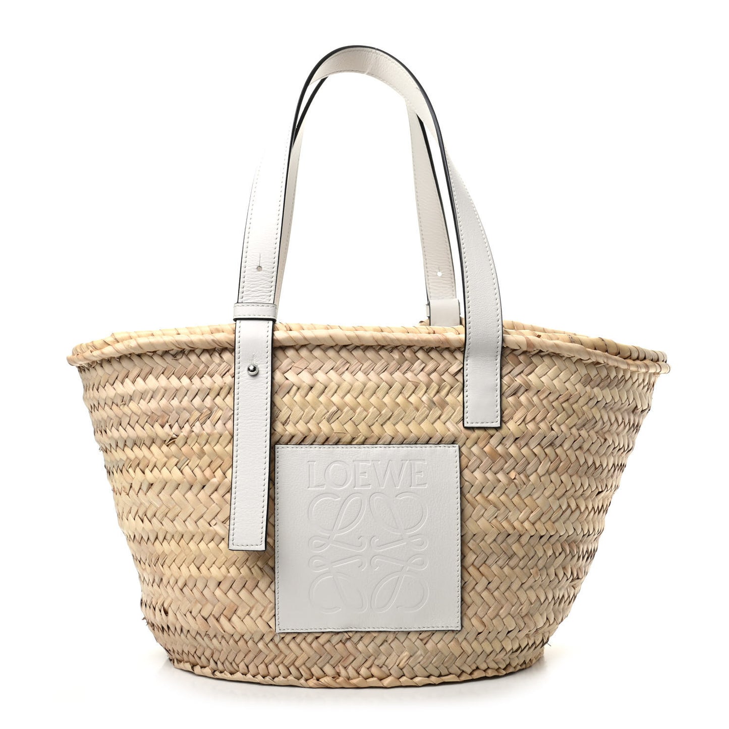 Raffia Basket Tote Bag Natural White