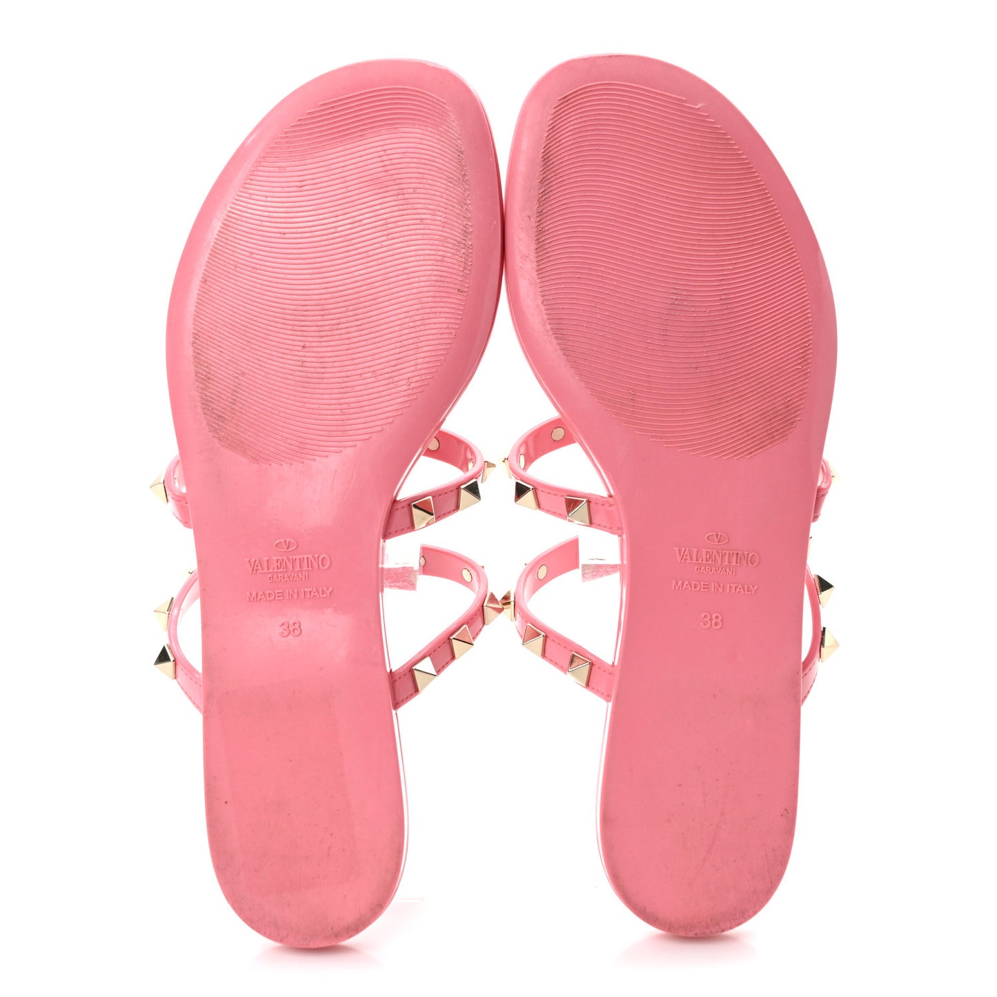 PVC Jelly Rockstud Caged Flat Thong Sandals 38 Dawn Pink