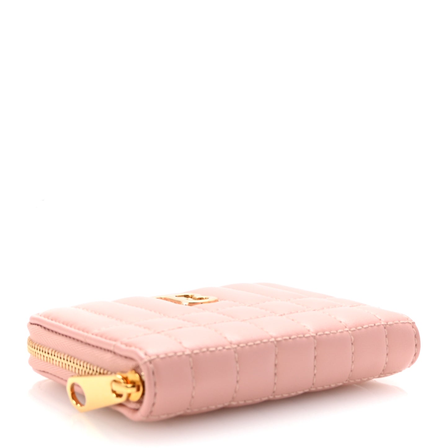 Lambskin Quilted Mini Lola Zip Wallet Dusty Pink