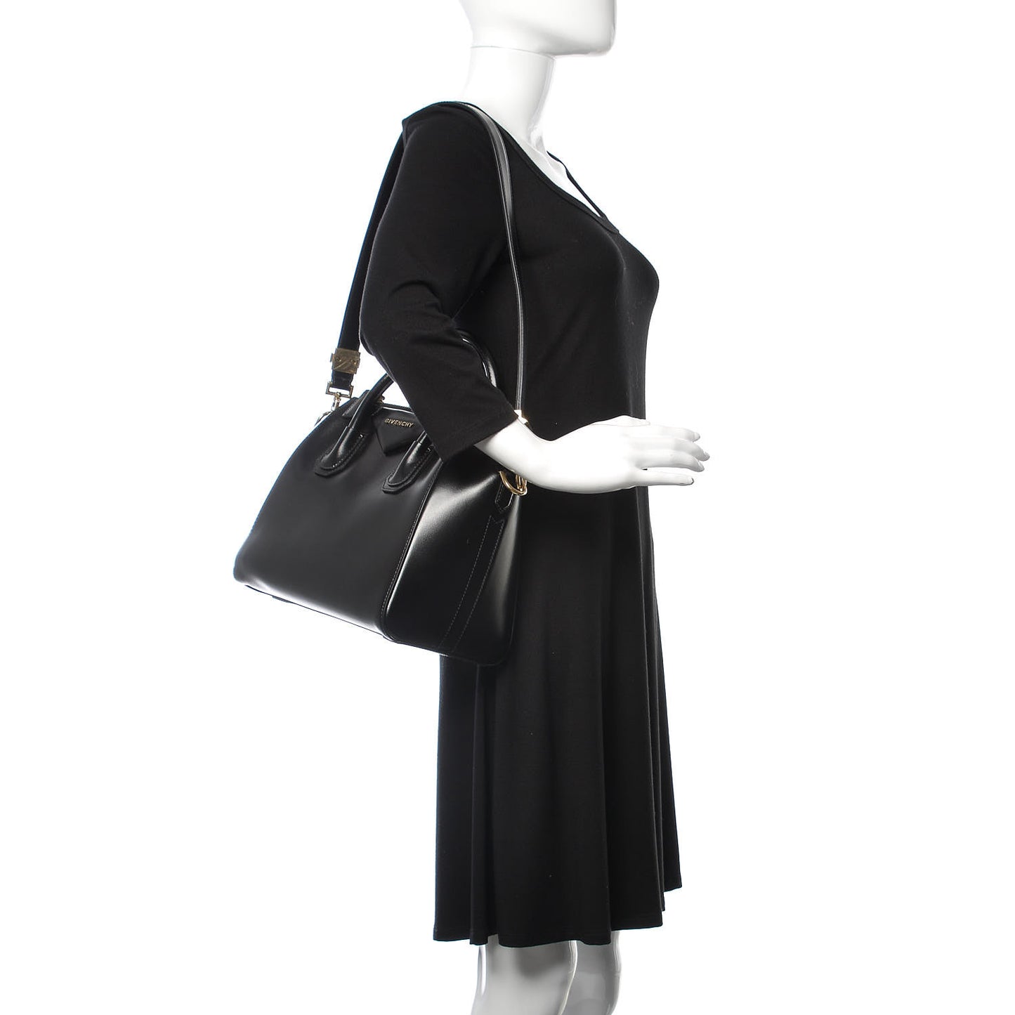Shiny Lord Calfskin Small Antigona Black