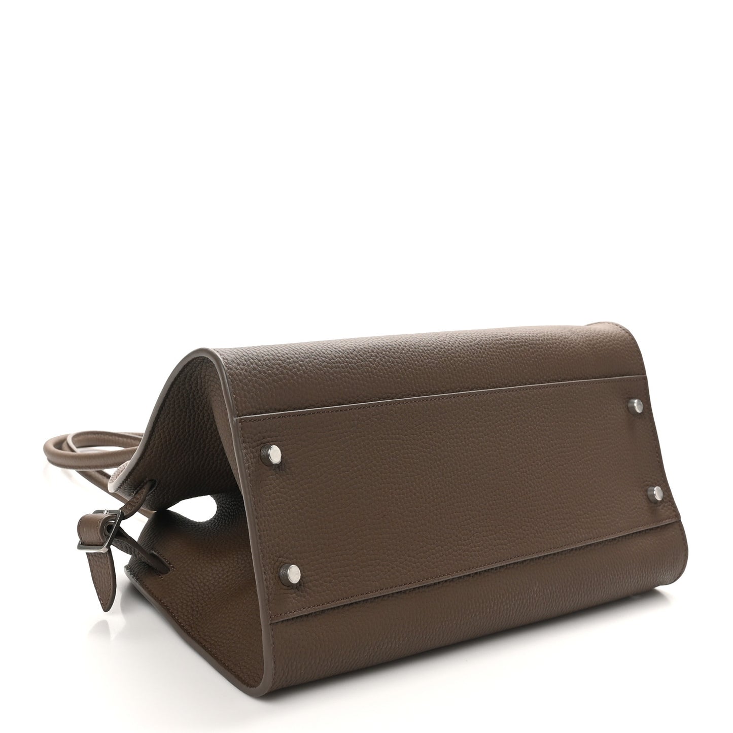 Matte Grained Calfskin Margaux Shoulder 12 Dark Olive