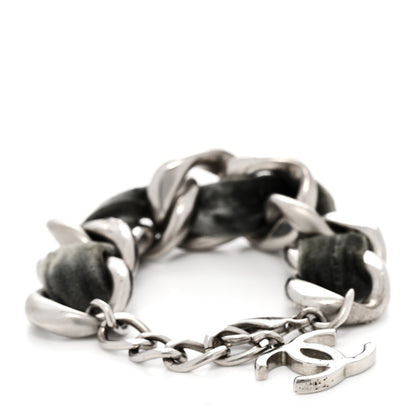 Chanel Velvet CC Chain Bracelet Grey Silver 3 of 6