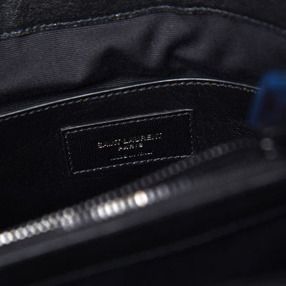 Saint Laurent Sheepskin Matelasse Chevron Monogram Monochrome Large College Satchel Black 9 of 10