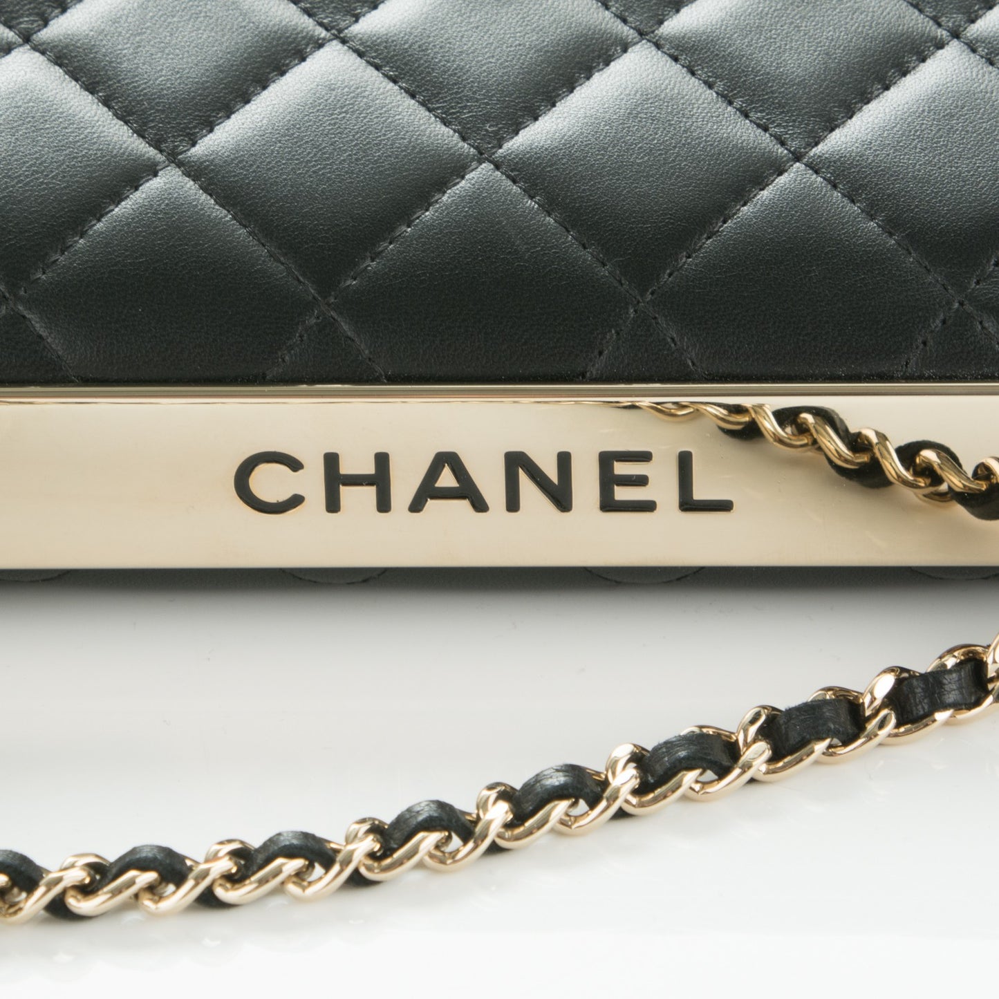 Lambskin Quilted Trendy CC Wallet On Chain WOC Black