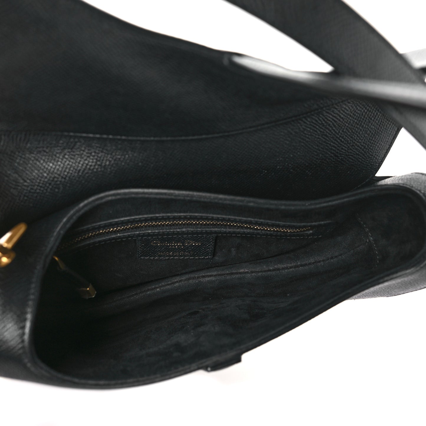 Grained Calfskin Saddle Bag Black