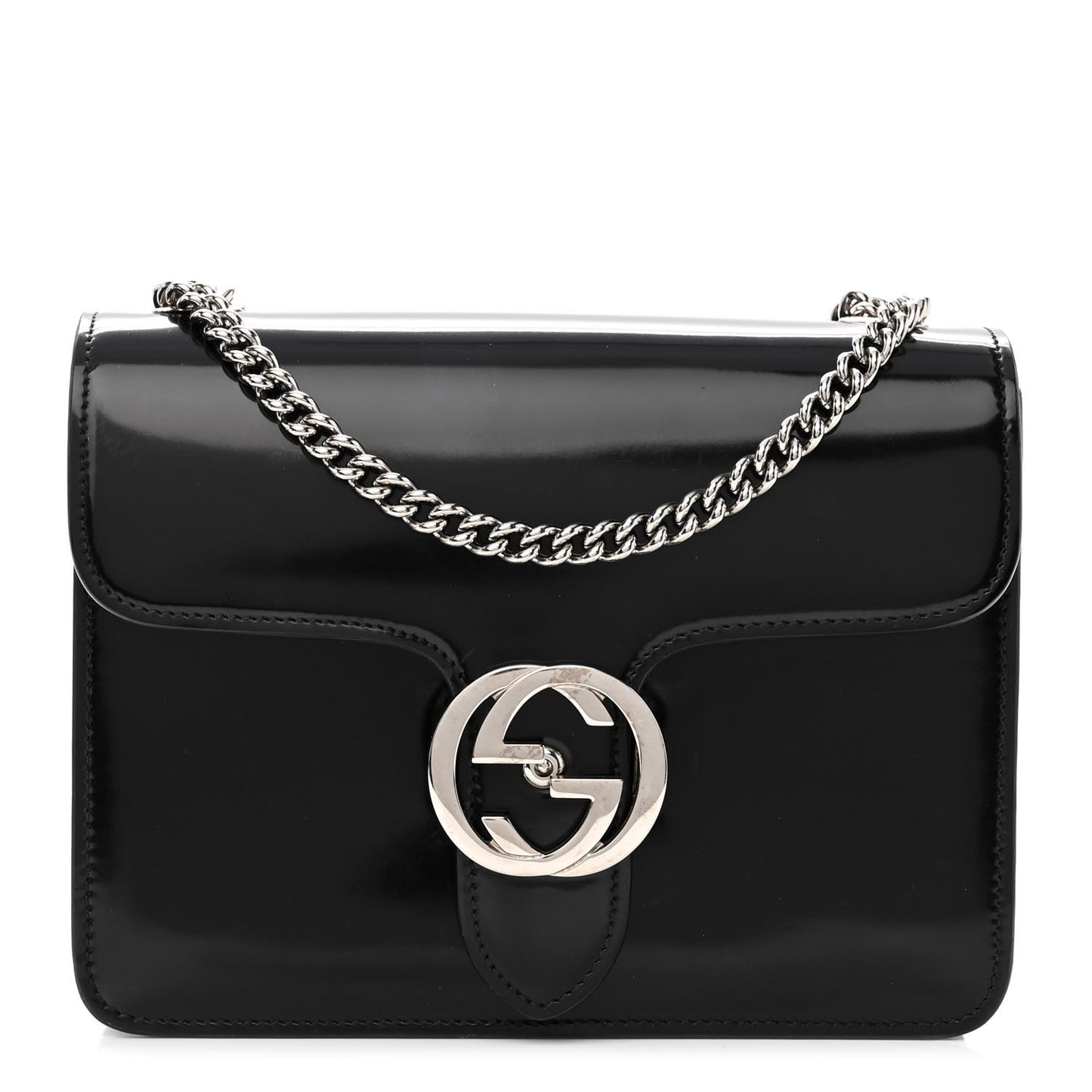 Shade Lux Calfskin Small Interlocking G Shoulder Bag Black