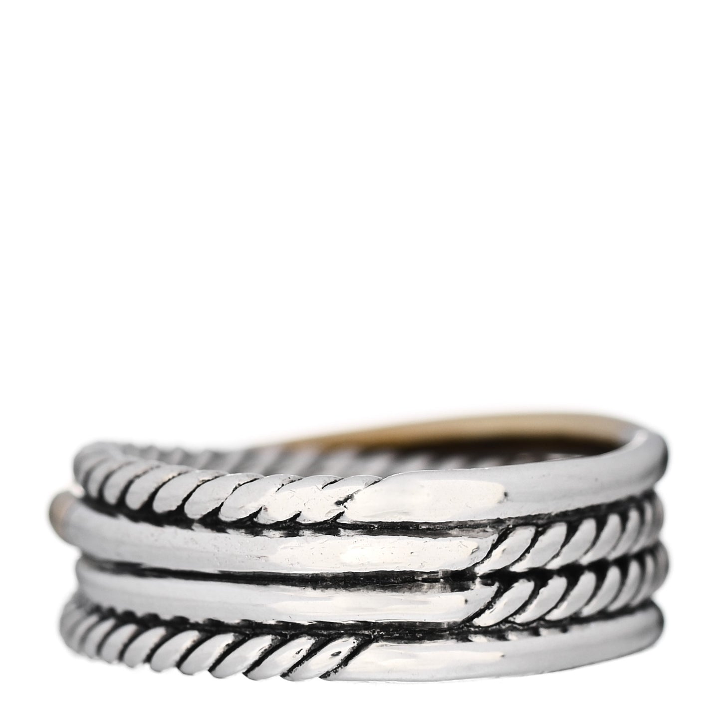 Sterling Silver 18K Yellow Gold 7mm Narrow Crossover Ring 51 5.75
