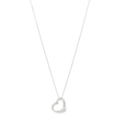 Tiffany Sterling Silver Diamond 22mm Elsa Peretti Open Heart Pendant Necklace 1 of 5