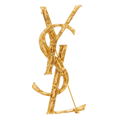Saint Laurent Monogram Crocodile Opyum Brooch Gold 1 of 4