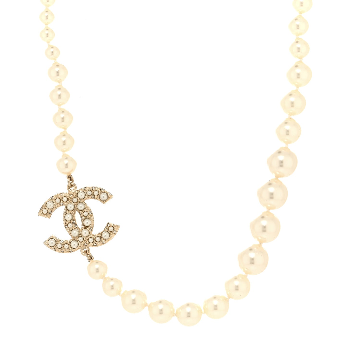 Pearl CC 100th Anniversary Necklace Light Gold
