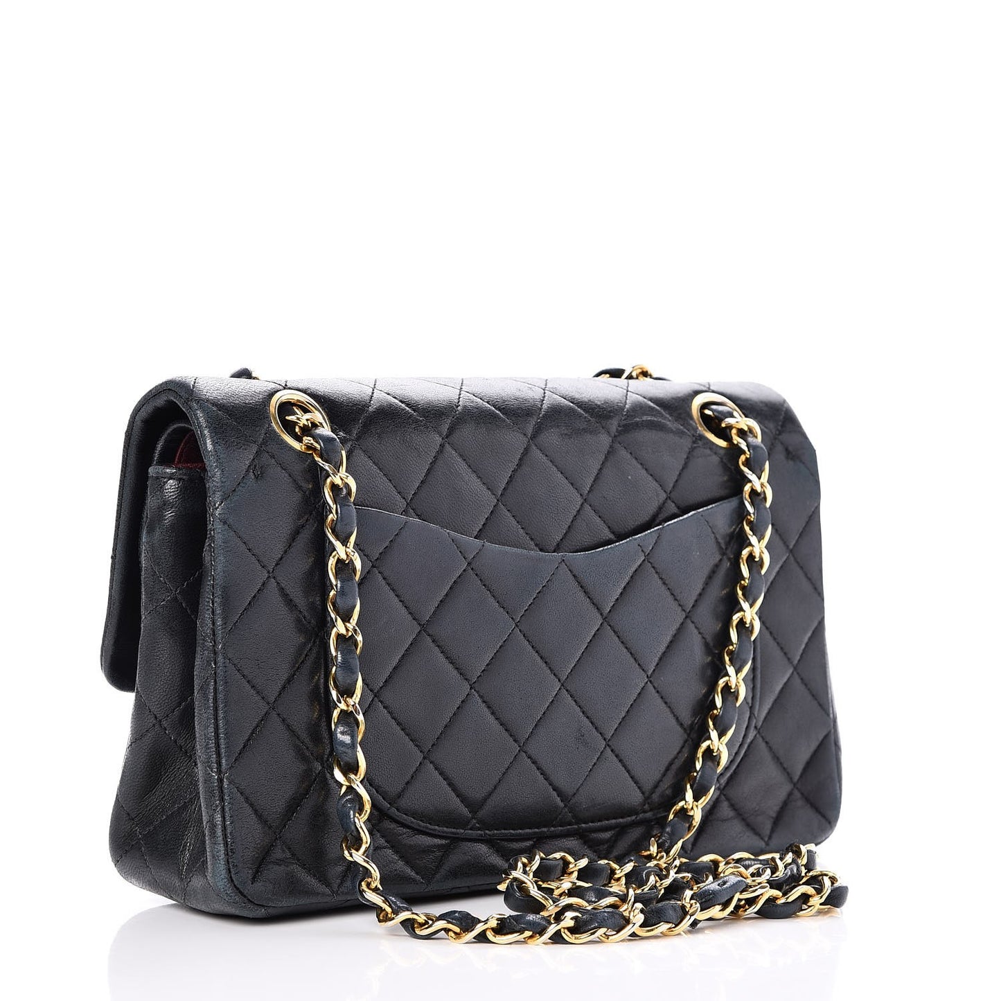 Lambskin Quilted Small Double Flap Navy