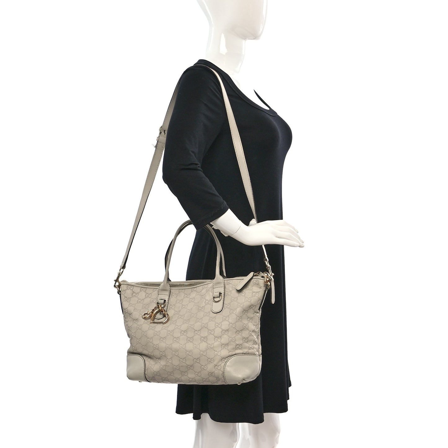 Guccissima Heart Bit Charm Top Handle Tote Off Off White