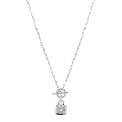 Hermes Sterling Silver Birkin Amulette Pendant Necklace 1 of 5