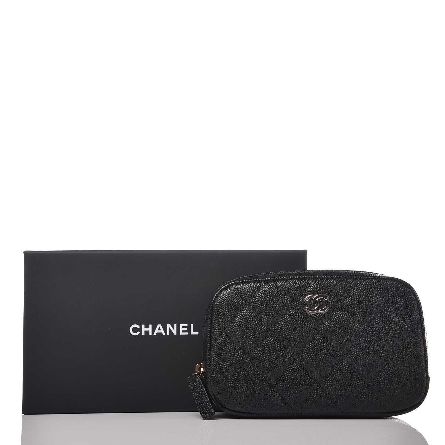 Chanel Caviar Quilted Small Curvy Pouch Cosmetic Case Black 8 of 8