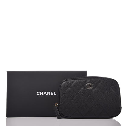 Chanel Caviar Quilted Small Curvy Pouch Cosmetic Case Black 8 of 8