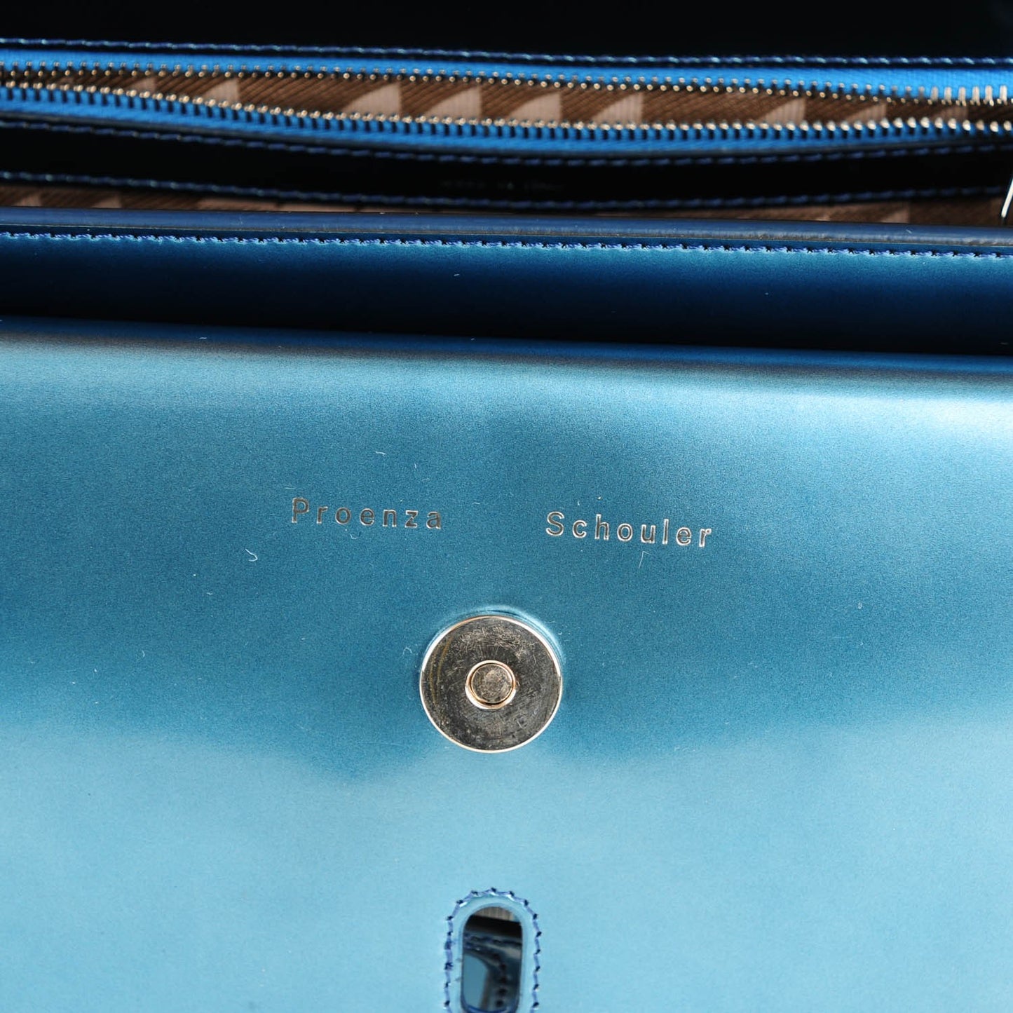 Mirrored Calfskin PS11 Classic Shoulder Bag Ocean