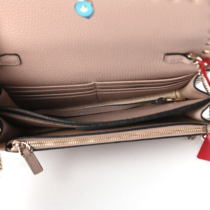 Valentino Garavani Pebbled Calfskin Rockstud Flap Wallet On Chain Poudre 5 of 10
